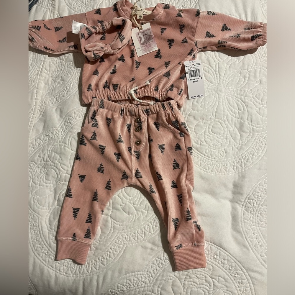 NWT Jessica Simpson baby girl set with headband. 3-6 months. - Picture 4 of 4